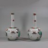 U546 Extremely rare pair of famille verte bottle vases