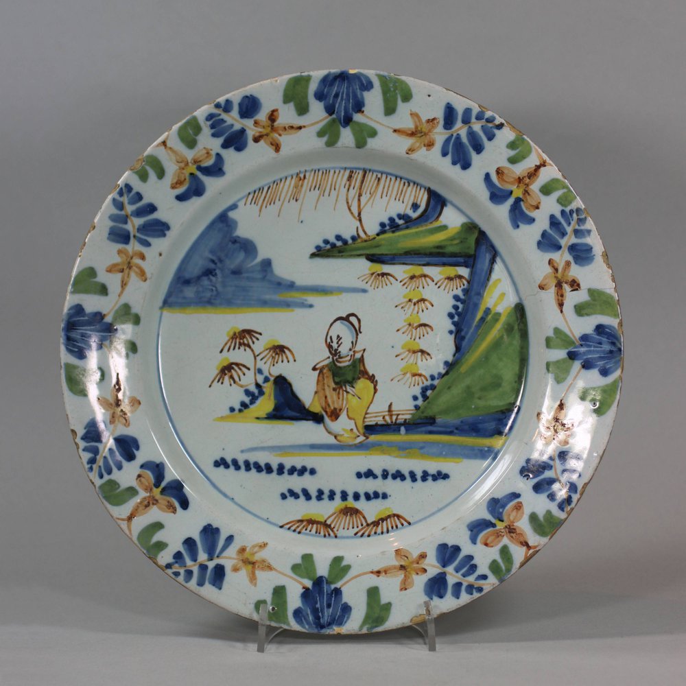 U575 English delft polychrome plate, Lambeth factory, circa 1770