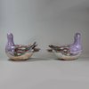 MU610 Extremely rare pair of famille rose export bird sauce tureen