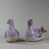 MU610 Extremely rare pair of famille rose export bird sauce tureen