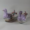 MU610 Extremely rare pair of famille rose export bird sauce tureen