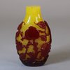 U639 Rare Chinese red-overlay yellow glass snuff bottle