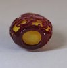 U639 Rare Chinese red-overlay yellow glass snuff bottle