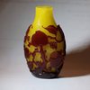 U639 Rare Chinese red-overlay yellow glass snuff bottle