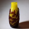 U639 Rare Chinese red-overlay yellow glass snuff bottle