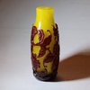 U639 Rare Chinese red-overlay yellow glass snuff bottle