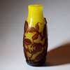 U639 Rare Chinese red-overlay yellow glass snuff bottle