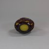 U639 Rare Chinese red-overlay yellow glass snuff bottle