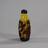 U639 Rare Chinese red-overlay yellow glass snuff bottle