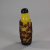 U639 Rare Chinese red-overlay yellow glass snuff bottle