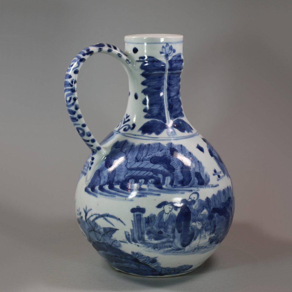 U641 Japanese blue and white Arita jug, circa 1650-1670