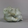 U659 Celadon jade group of the Hehe Erxian, Qing dynasty