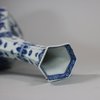 U672 Blue and white facetted hexagonal bottle vase