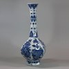 U672 Blue and white facetted hexagonal bottle vase