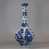 U672 Blue and white facetted hexagonal bottle vase