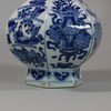 U672 Blue and white facetted hexagonal bottle vase