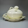 U68 English creamware melon tureen, cover and under plate