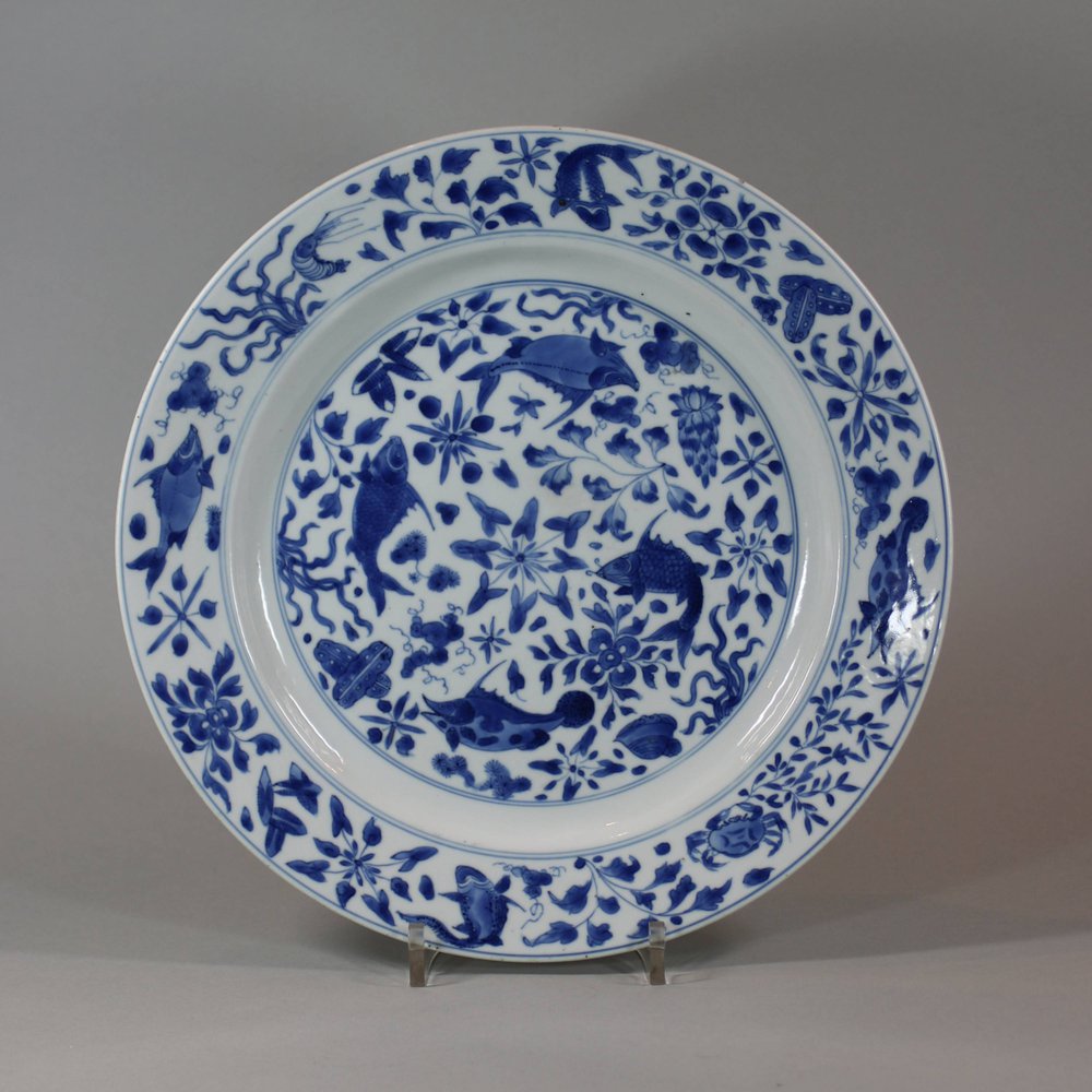 U707 Blue and white dish, Kangxi (1662-1722)