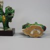 U715 Pair of famille verte biscuit joss stick holders