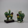 U715 Pair of famille verte biscuit joss stick holders