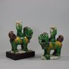 U715 Pair of famille verte biscuit joss stick holders