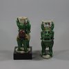 U715 Pair of famille verte biscuit joss stick holders