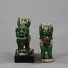 U715 Pair of famille verte biscuit joss stick holders