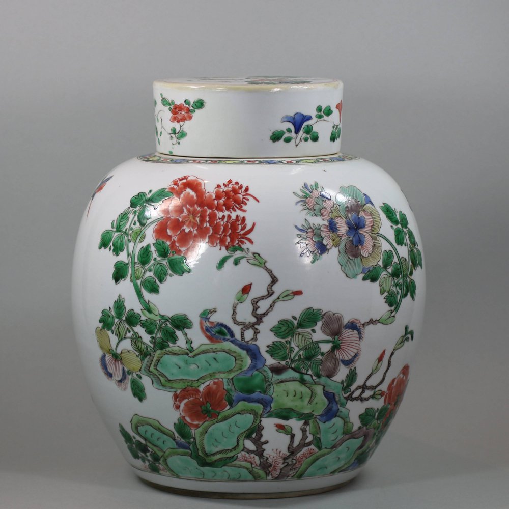 U718 Famille-verte ginger jar and cover, Kangxi (1662-1722)