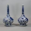 U720 Pair of Chinese blue and white bottle vases