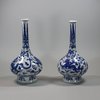 U720 Pair of Chinese blue and white bottle vases