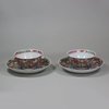 U765 Pair of famille rose teabowls and saucers