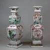 U801 Pair of famille verte porcelain square-section vases