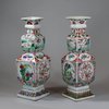 U801 Pair of famille verte porcelain square-section vases