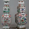U801 Pair of famille verte porcelain square-section vases