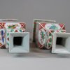 U801 Pair of famille verte porcelain square-section vases