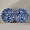 U814 Pair of Chinese blue and white deep dishes