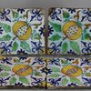 U829 Set of four Dutch Delft polychrome tiles, circa 1600-1630