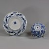 U865 Blue and white moulded teabowl and saucer