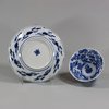 U865 Blue and white moulded teabowl and saucer