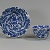 U865 Blue and white moulded teabowl and saucer