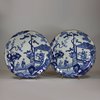 U876 Pair of Japanese Kakiemon blue and white kakiemon style dishes