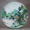 U881 Large famille verte landscape dish, Kangxi (1662-1722)