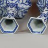 U899 Rare pair of Chinese blue and white facetted hexagonal vases