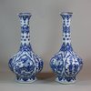 U899 Rare pair of Chinese blue and white facetted hexagonal vases