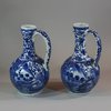 U905 Pair of Japanese Arita blue and white ewers, c 1680