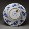 U92 Blue and white moulded dish, Kangxi (1662-1722)