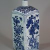 U938 Blue and white square-section flask