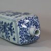 U938 Blue and white square-section flask