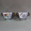 U956 Pair of rare Chinese canton enamel gilt bronze twin handled cups