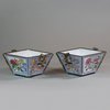 U956 Pair of rare Chinese canton enamel gilt bronze twin handled cups